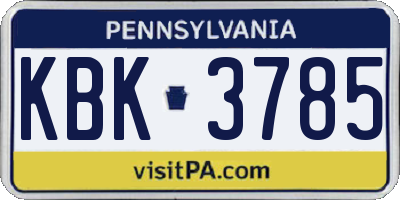 PA license plate KBK3785