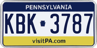 PA license plate KBK3787