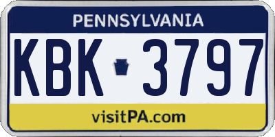 PA license plate KBK3797