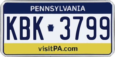PA license plate KBK3799