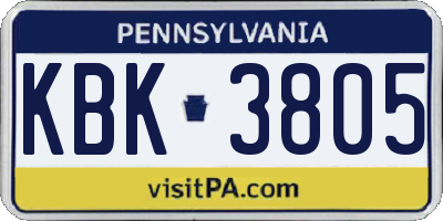 PA license plate KBK3805