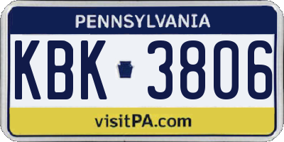 PA license plate KBK3806