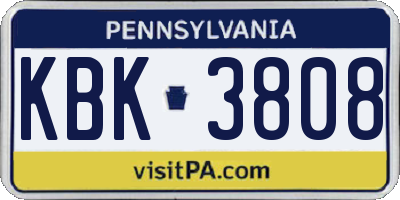 PA license plate KBK3808