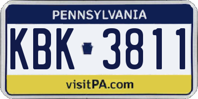 PA license plate KBK3811