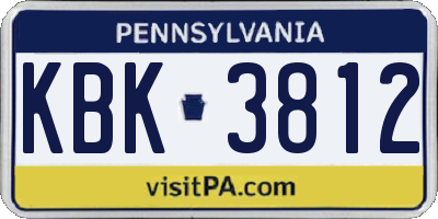 PA license plate KBK3812