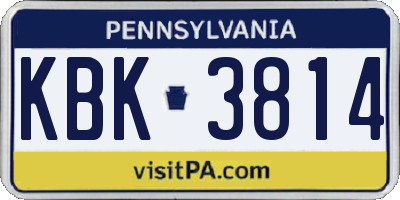 PA license plate KBK3814