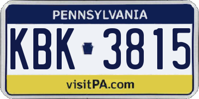PA license plate KBK3815