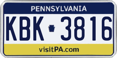 PA license plate KBK3816