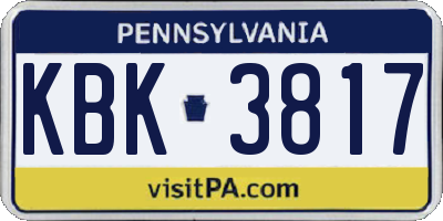 PA license plate KBK3817