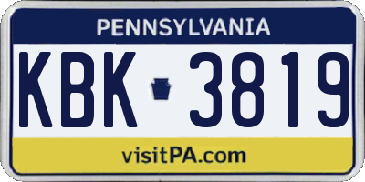 PA license plate KBK3819