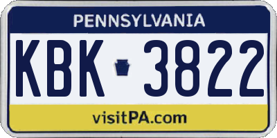 PA license plate KBK3822