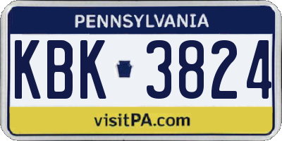PA license plate KBK3824