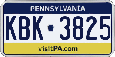 PA license plate KBK3825