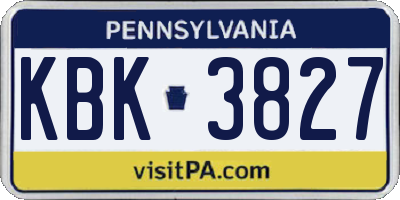 PA license plate KBK3827