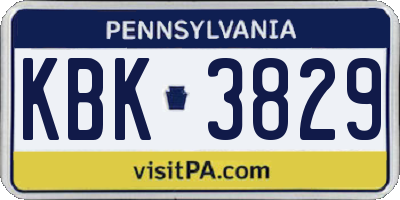 PA license plate KBK3829