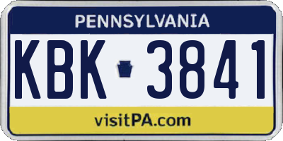 PA license plate KBK3841