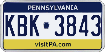 PA license plate KBK3843