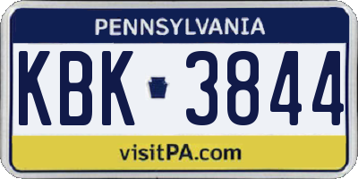 PA license plate KBK3844