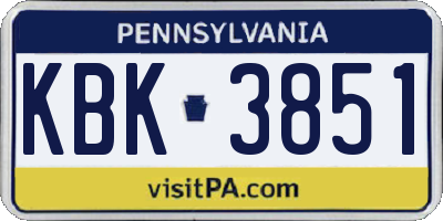 PA license plate KBK3851