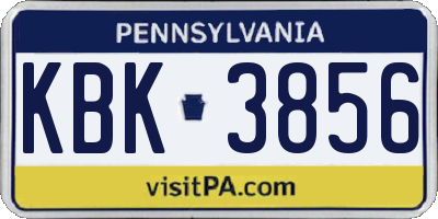 PA license plate KBK3856
