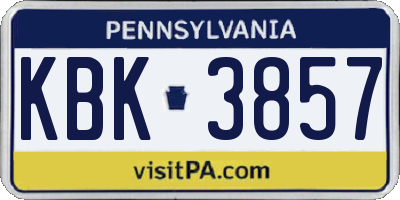PA license plate KBK3857