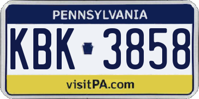 PA license plate KBK3858