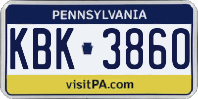 PA license plate KBK3860