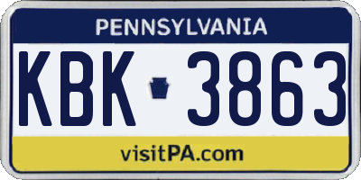 PA license plate KBK3863