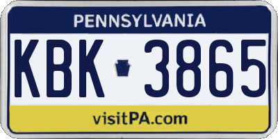 PA license plate KBK3865