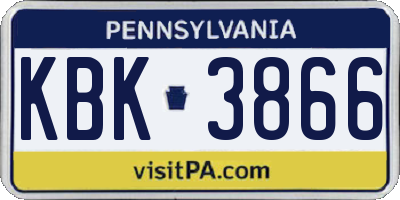 PA license plate KBK3866