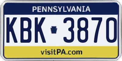 PA license plate KBK3870