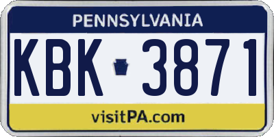 PA license plate KBK3871