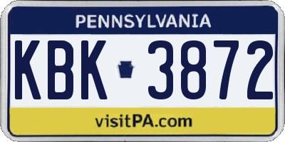 PA license plate KBK3872