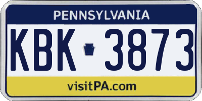 PA license plate KBK3873