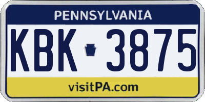 PA license plate KBK3875