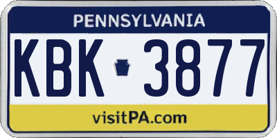 PA license plate KBK3877