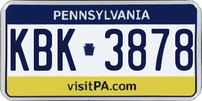 PA license plate KBK3878