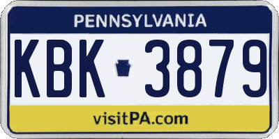 PA license plate KBK3879