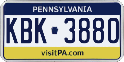 PA license plate KBK3880