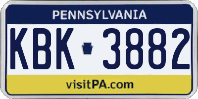 PA license plate KBK3882