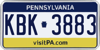 PA license plate KBK3883