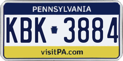 PA license plate KBK3884