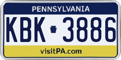 PA license plate KBK3886