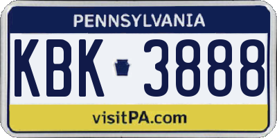 PA license plate KBK3888