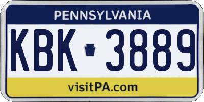 PA license plate KBK3889