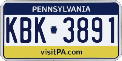 PA license plate KBK3891