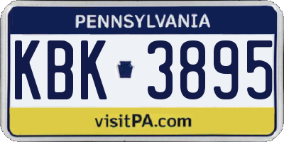 PA license plate KBK3895