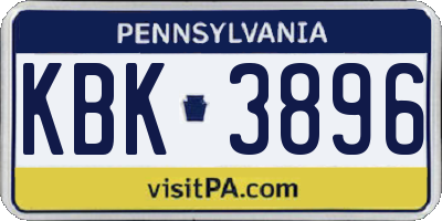 PA license plate KBK3896