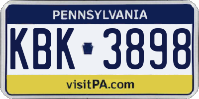 PA license plate KBK3898