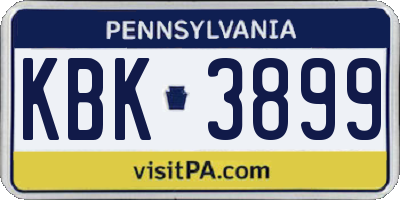 PA license plate KBK3899